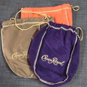 3 Crown Royal Drawstring Bags Set
